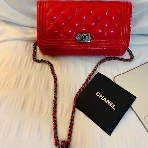 Chanel Glossy Red Crossbody Bag